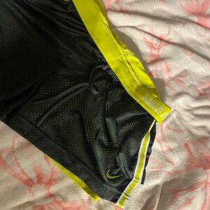 Nike Black and Neon Yellow Performance Shorts